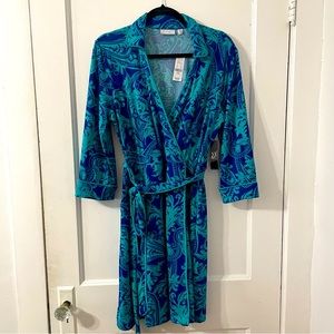 New York & Company Faux Wrap Paisley Floral Printed Belted Dress w/ Pockets NWT